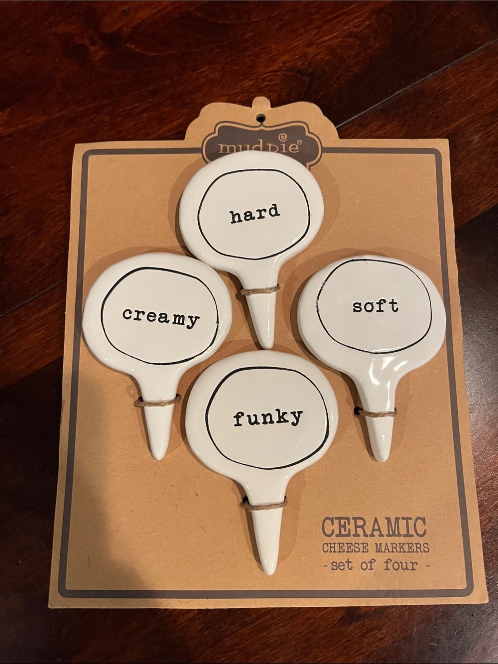 Mud Pie White Ceramic Cheese Markers - Set of Four